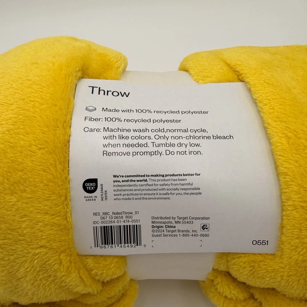 Room Essentials Bright Yellow Throw 50” x 60”